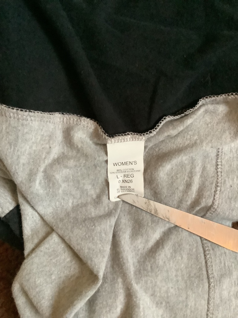 L.L. Bean Shirt Top-Gray with Black Panels-Round Neck-Cotton Spandex Blend-L - Picture 8 of 9